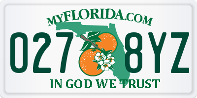 FL license plate 0278YZ