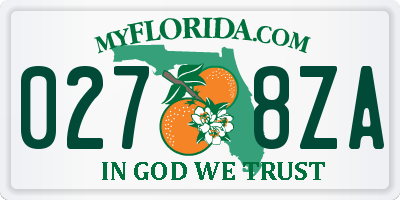FL license plate 0278ZA