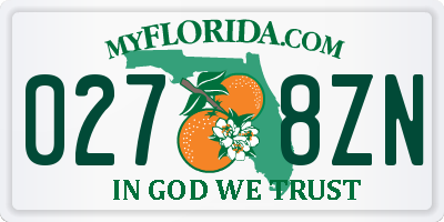 FL license plate 0278ZN