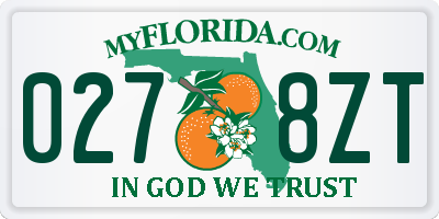 FL license plate 0278ZT