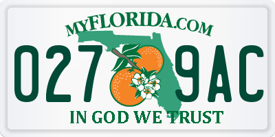 FL license plate 0279AC