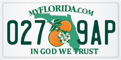 FL license plate 0279AP
