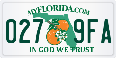 FL license plate 0279FA