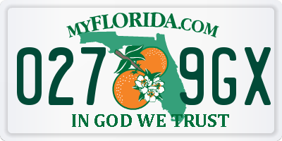 FL license plate 0279GX