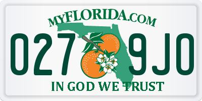 FL license plate 0279JO