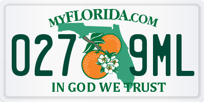 FL license plate 0279ML