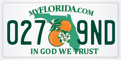 FL license plate 0279ND