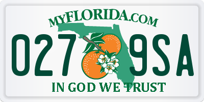 FL license plate 0279SA
