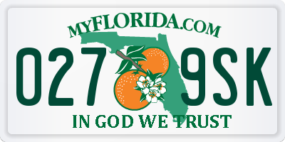 FL license plate 0279SK