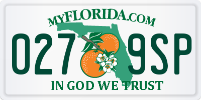 FL license plate 0279SP