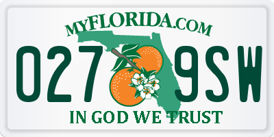 FL license plate 0279SW