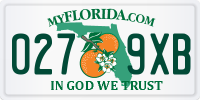 FL license plate 0279XB