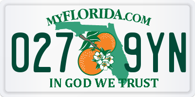FL license plate 0279YN