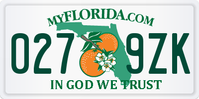 FL license plate 0279ZK