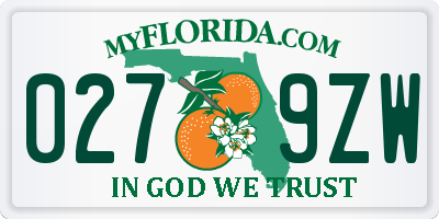 FL license plate 0279ZW