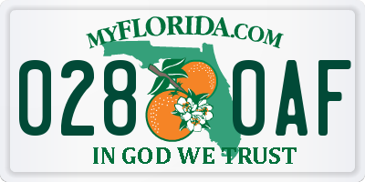 FL license plate 0280AF