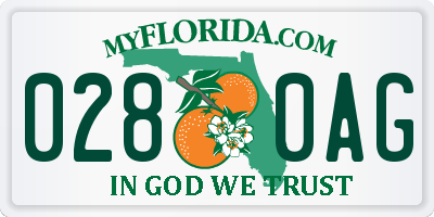 FL license plate 0280AG