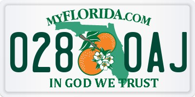 FL license plate 0280AJ