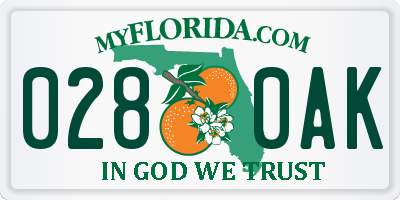 FL license plate 0280AK