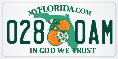 FL license plate 0280AM