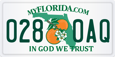 FL license plate 0280AQ