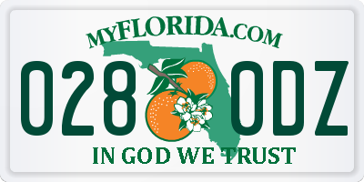 FL license plate 0280DZ