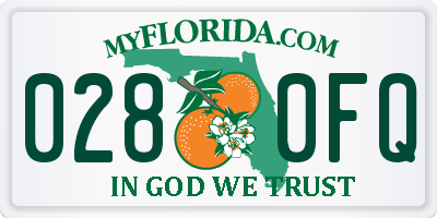FL license plate 0280FQ