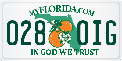 FL license plate 0280IG