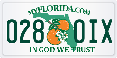 FL license plate 0280IX