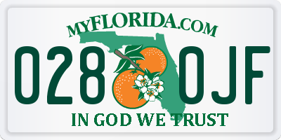 FL license plate 0280JF