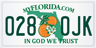 FL license plate 0280JK