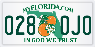 FL license plate 0280JO