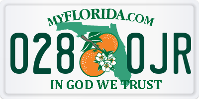 FL license plate 0280JR