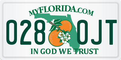 FL license plate 0280JT