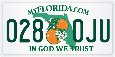 FL license plate 0280JU