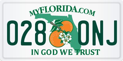 FL license plate 0280NJ