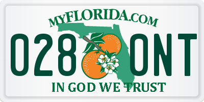 FL license plate 0280NT