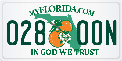 FL license plate 0280ON