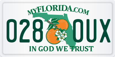 FL license plate 0280UX