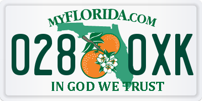 FL license plate 0280XK