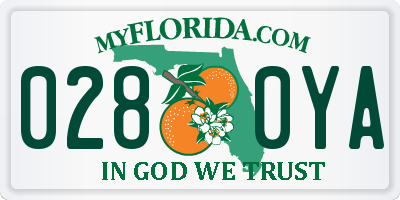 FL license plate 0280YA