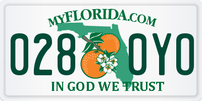 FL license plate 0280YO