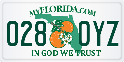 FL license plate 0280YZ