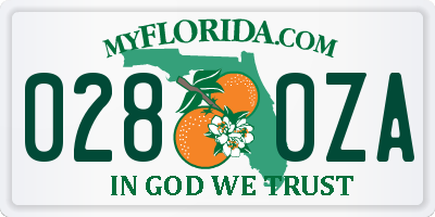 FL license plate 0280ZA