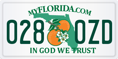 FL license plate 0280ZD