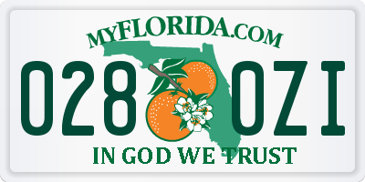 FL license plate 0280ZI