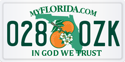FL license plate 0280ZK