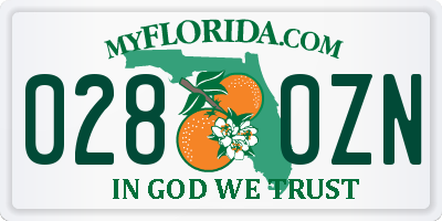 FL license plate 0280ZN