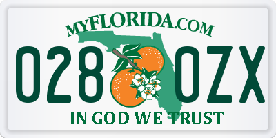 FL license plate 0280ZX
