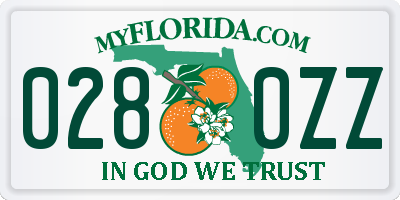 FL license plate 0280ZZ